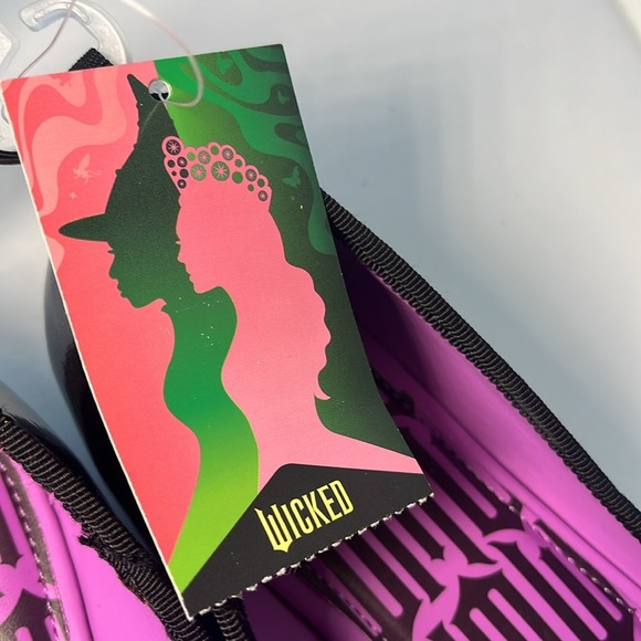 NEW Wicked Black + Purple Ballet Flats Girls Size 3 with faux diamond bow +logo - Picture 10 of 15